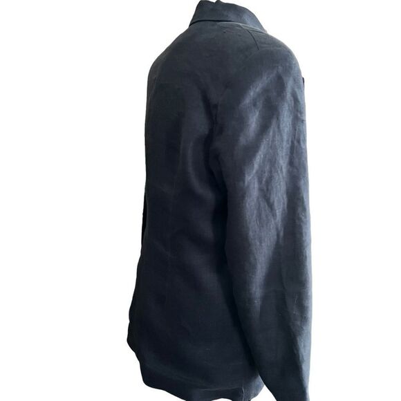 Vintage Dark Navy Oversized Linen Blazer size 12 - Picture 4 of 8